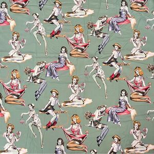 Alexander Henry Beauties And Brains Pin Up Girl Zombies Fabric 3 Yards